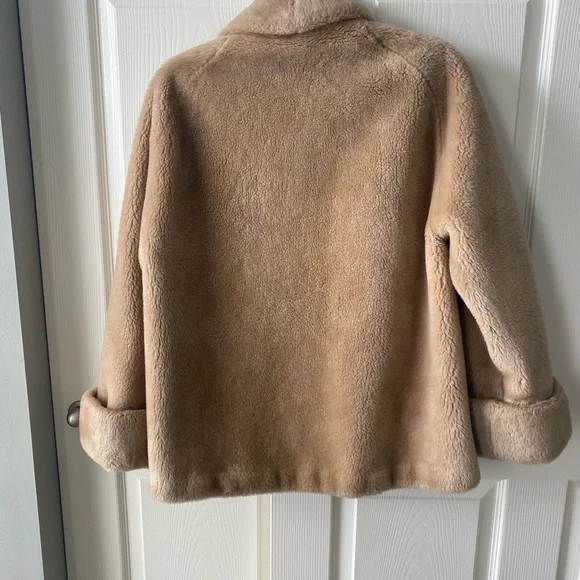 Betty Rose by Glenara Glenoit Vintage Faux Fur Tan Beige Coat Jacket S/M - Picture 7 of 13